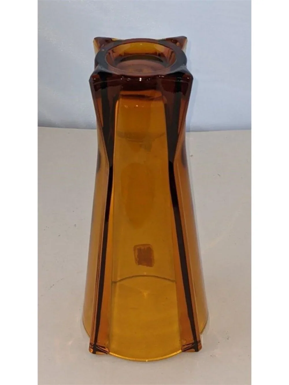MCM Anchor Hocking Amber Glass Hexagonal Atomic Rocket Vase